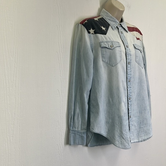 Ralph Lauren - American Flag Chambray Denim Button Down Denim Shirt Size Small - Picture 3 of 11